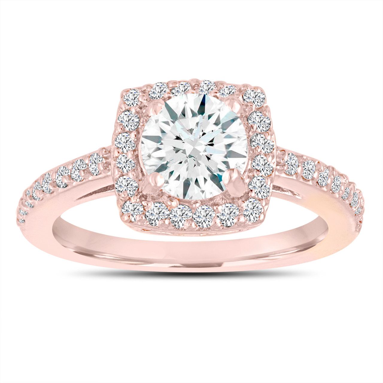 White Sapphire Engagement  Ring  Wedding  Ring  14K Rose  Gold  