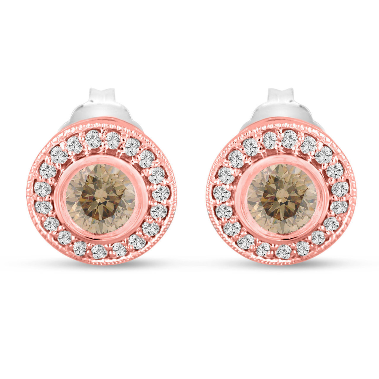 Rose Gold Champagne Diamond Stud Earrings Rose Gold Champagne Diamond Stud Earrings
