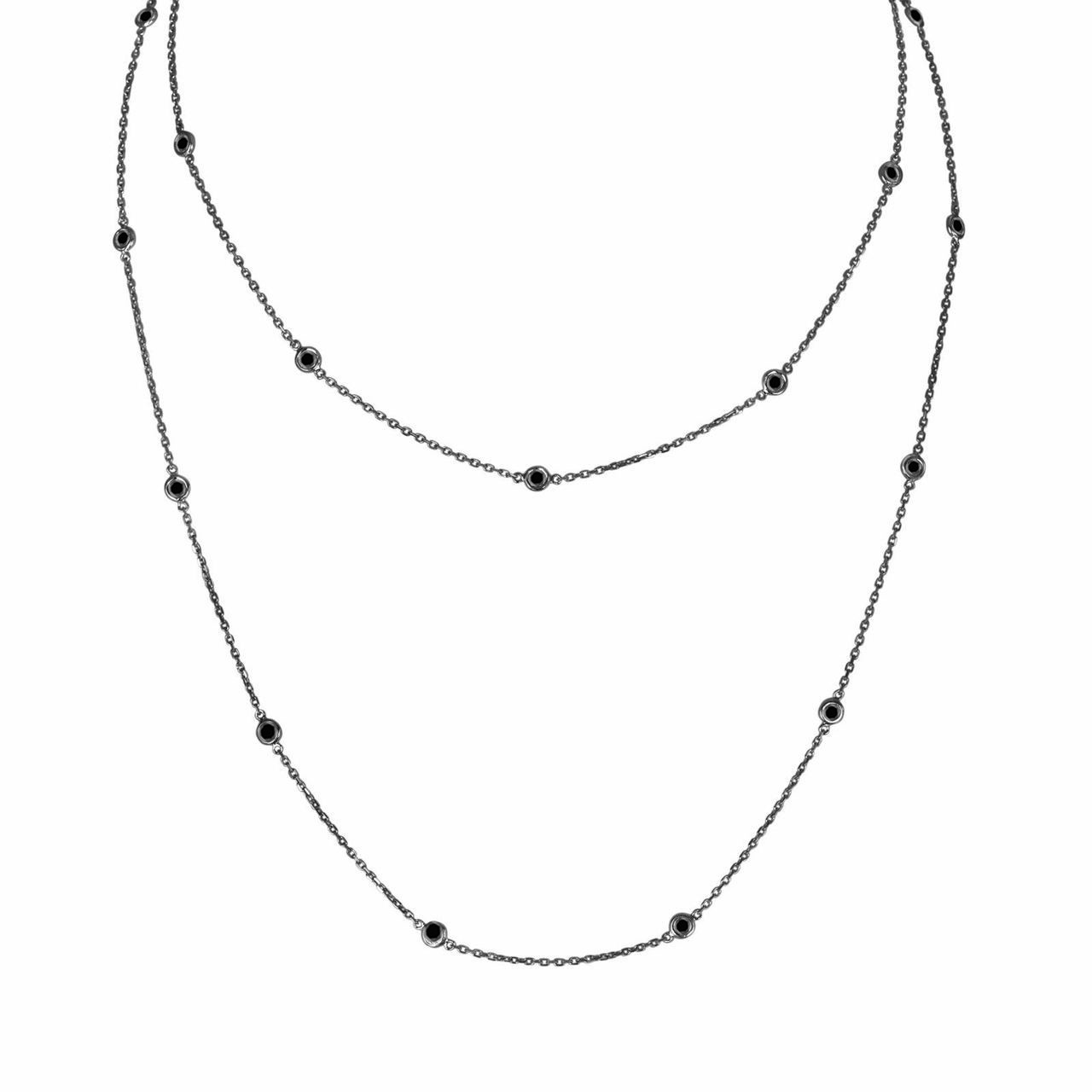 Black Diamond By The Yard Necklace 36 Inch Long Necklace 1.00 Carat 14k ...