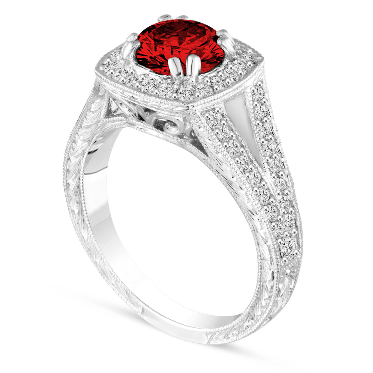 1.56 Carat Red Diamond Engagement Ring, Fancy Wedding Ring Vintage ...