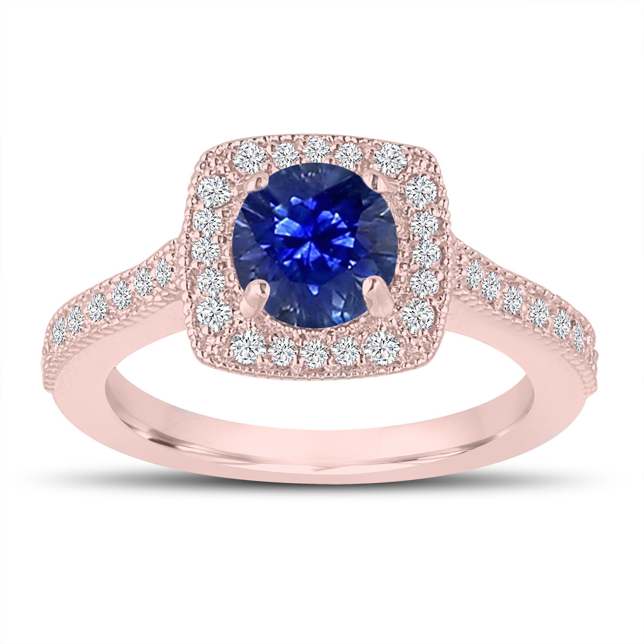  1  28 Carat  Sapphire Engagement  Ring  Wedding  Ring  14K Rose  