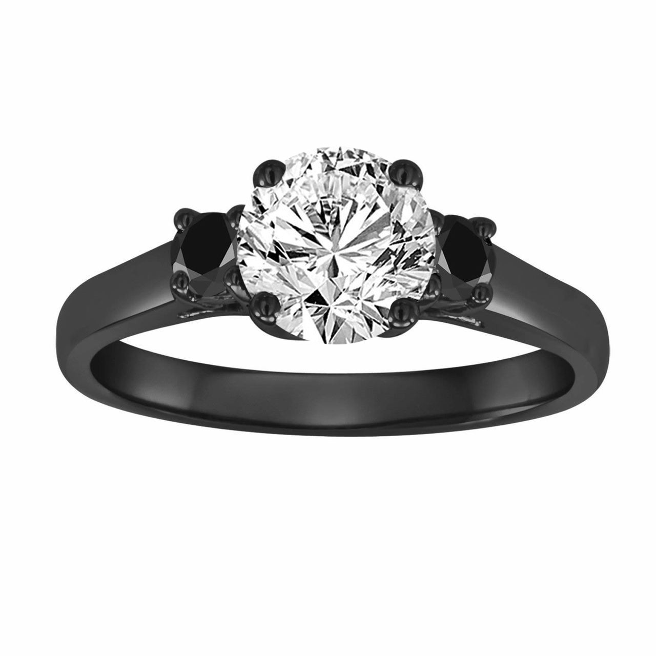 gia 1 08 carat three stone diamond engagement ring with fancy black