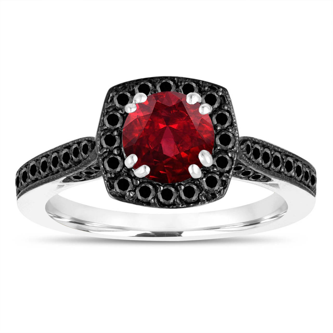 1.41 Carat Engagement Ring, With Black Diamonds