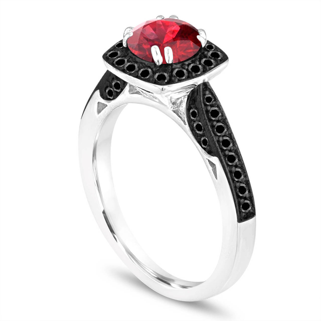 platinum garnet ring red garnet engagement ring with black