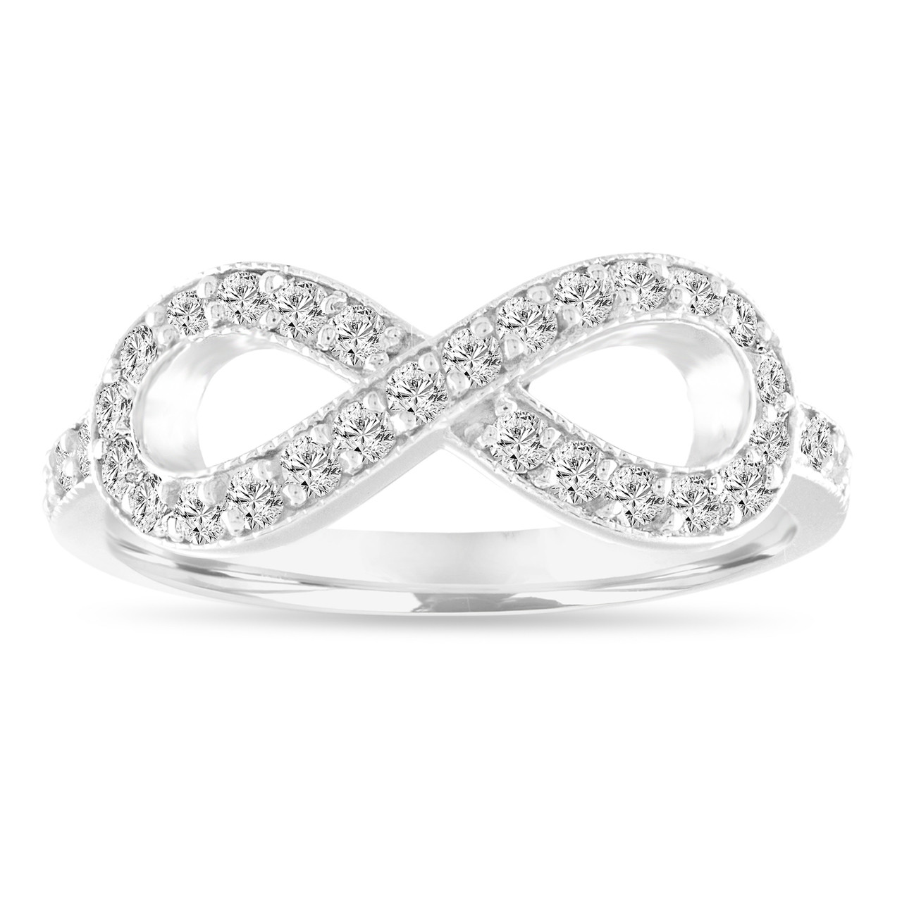 Infinity Diamond Wedding Band Infinity Ring Pave Anniversary Ring 0.50 Carat 14k White Gold Handmade  48906.1506640031.1280.1280 ?c=2