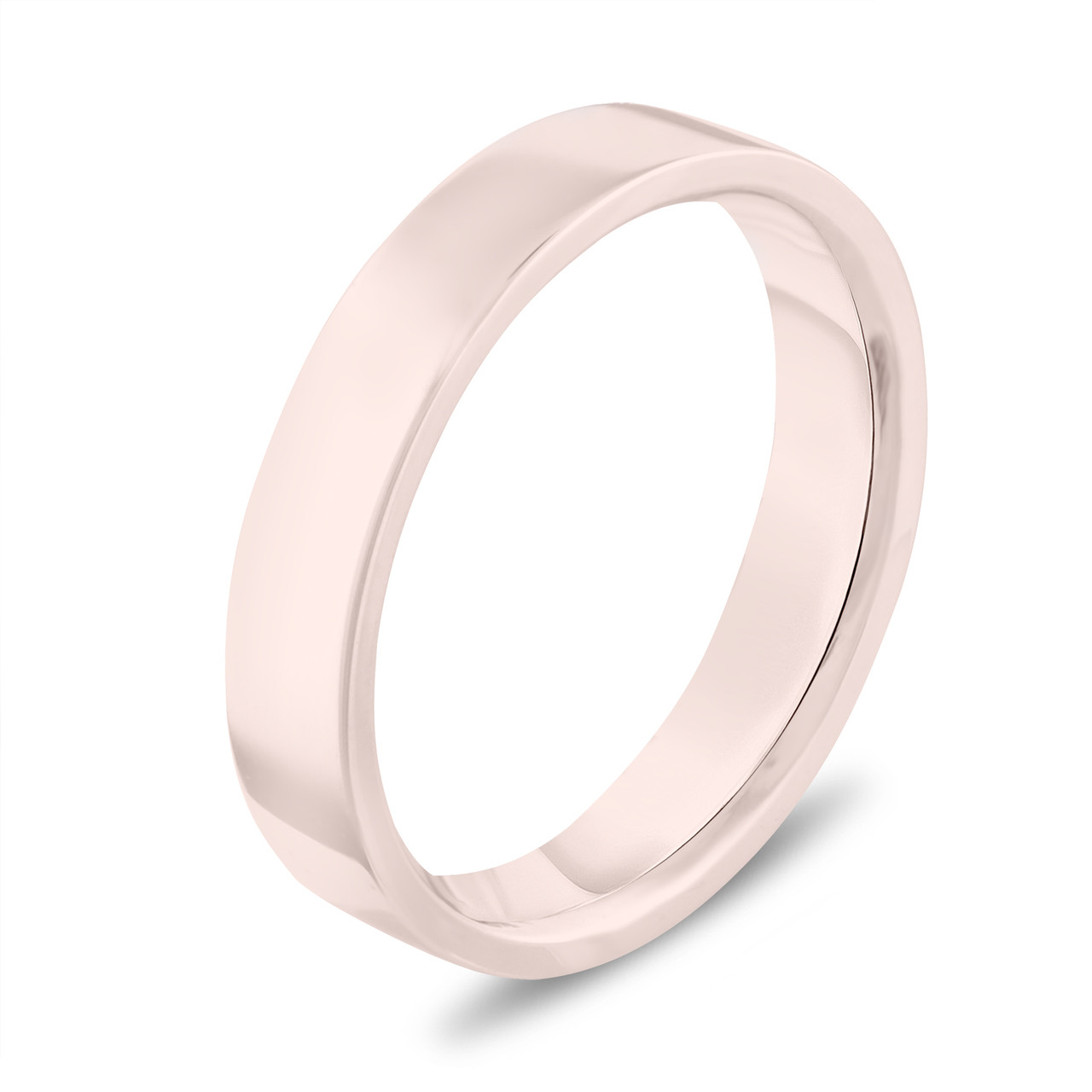 Rose Gold Wedding Band Flat Ring Womens Mens Rose Gold Wedding Band Flat Ring Womens Mens 4 Mm Anniversary