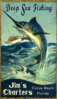 Custom Vintage Wooden Fishing Decor | Marlin Charter Boat Sign