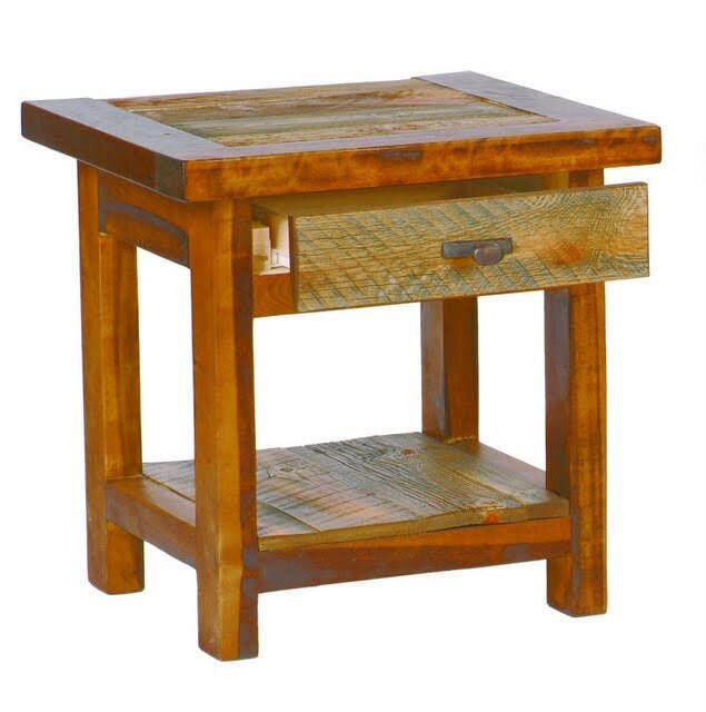 Rustic End Table One Drawer Wood End Table