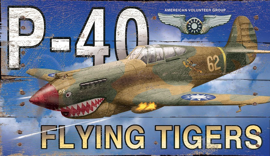 Warhawk vintage art | Flying Tiger P-40 Sign