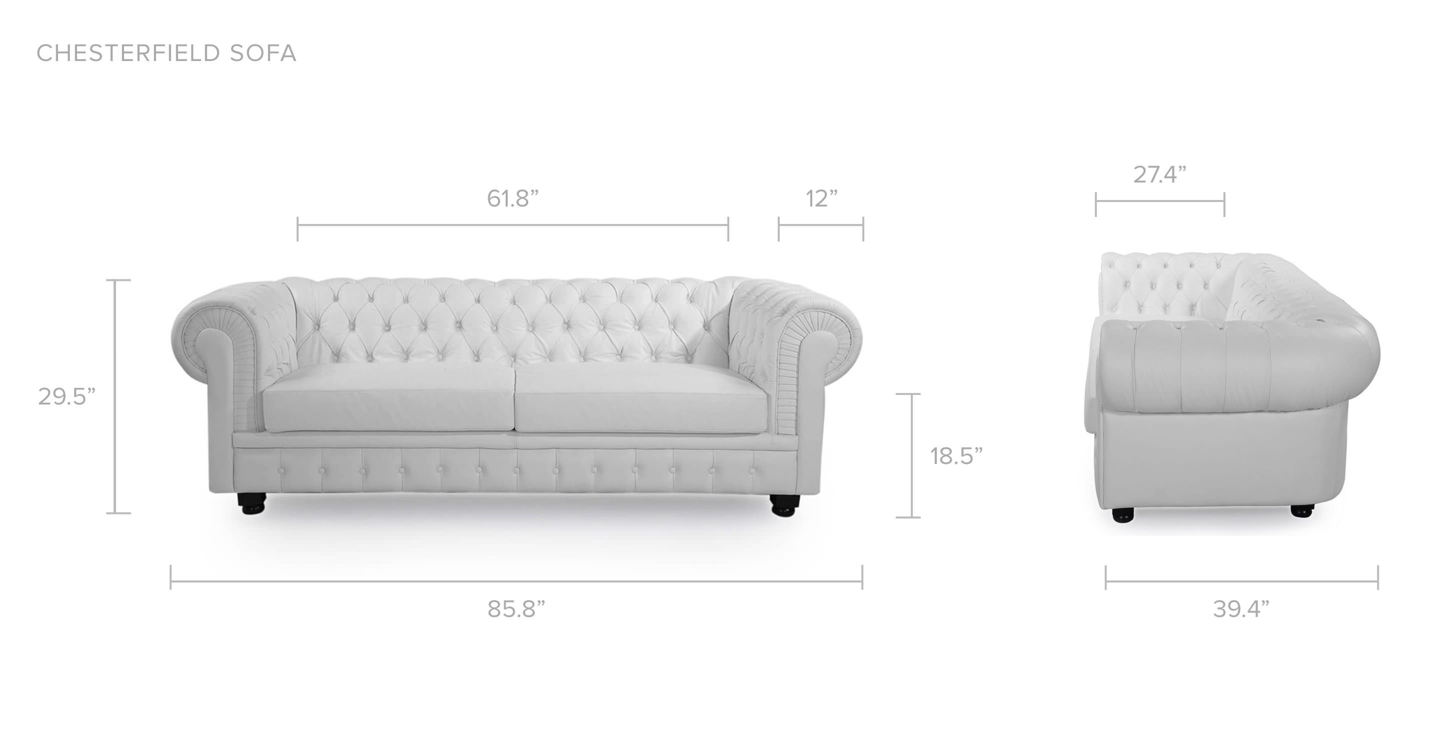 Chesterfied Sofa Arctic White Premium Leather Kardiel