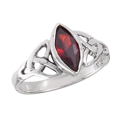 Sterling Celtic Garnet Ring