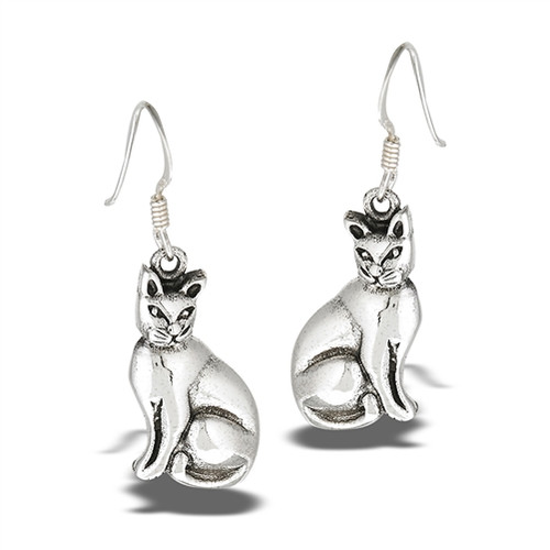 Sterling Two Cats Earrings