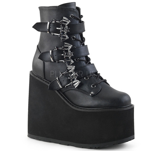 Bat Buckle Wedge Boots