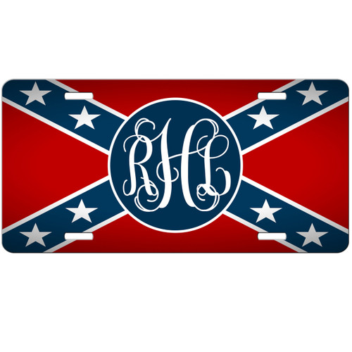 Rebel Flag Monogrammed Car Tag Confederate Personalized License Plate   9126  48235.1435555072.500.750 