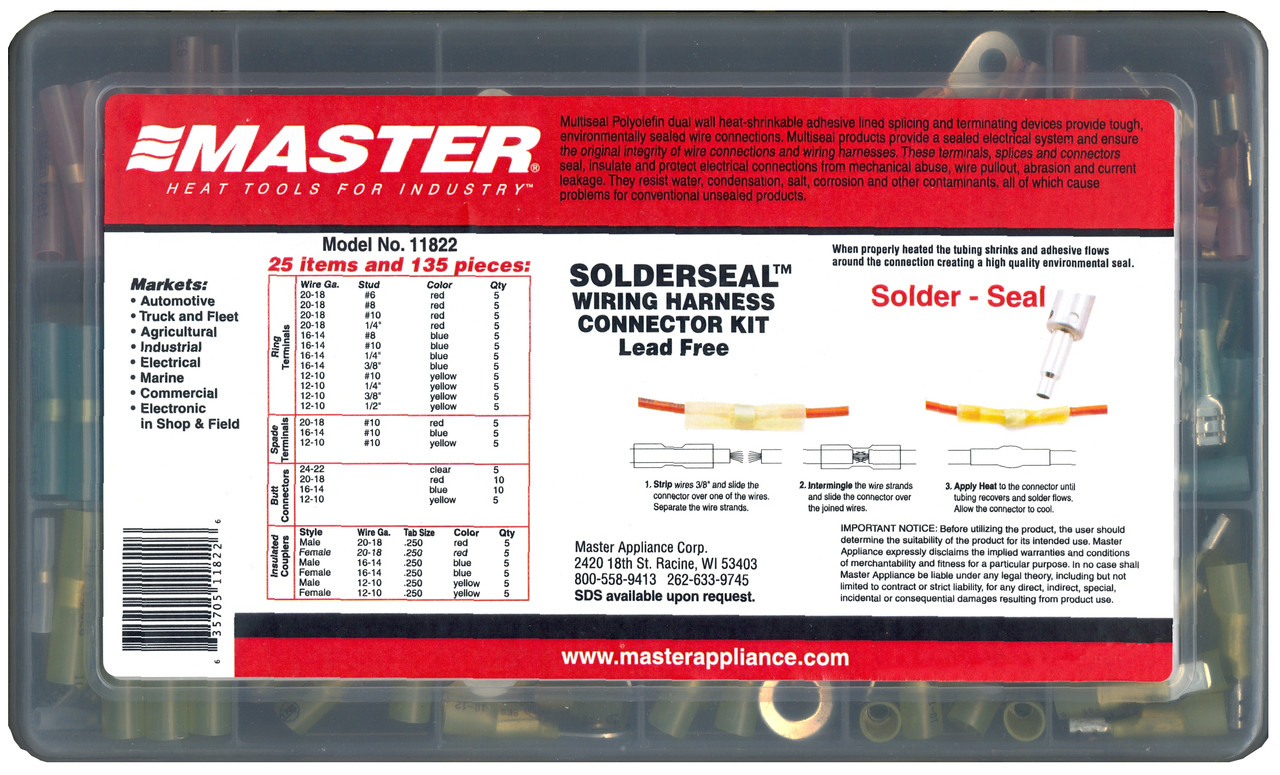 Solderseal Assortment Kits; Model # 11822 Solderseal Wiring Harness Connector Kit.