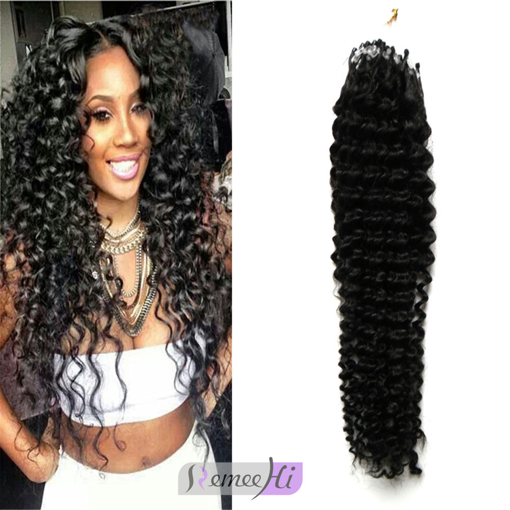 Remeehi Kinky Curly 100S Micro Loop Ring Beads Tipped 100% Remy Human Hair  Extensions 1.0g/pcs