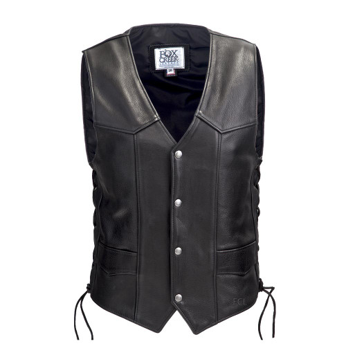 Men's Laced Full Back Motorcycle Vest - Fox Creek Leather