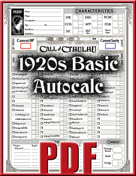 call of cthulhu character sheet 6th