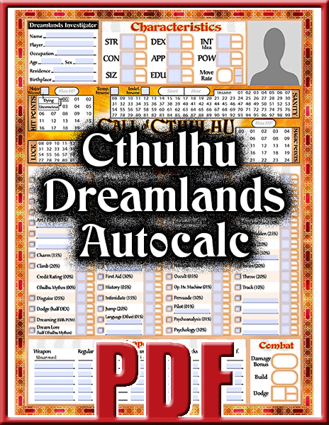 Dreamlands Character Sheet - Grayscale