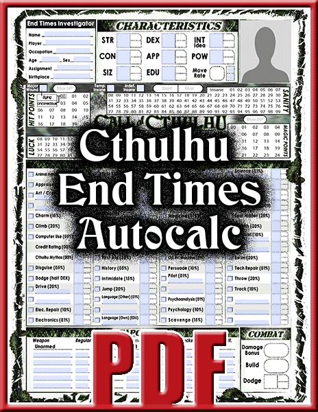 Updates to our Call of Cthulhu Character Sheet