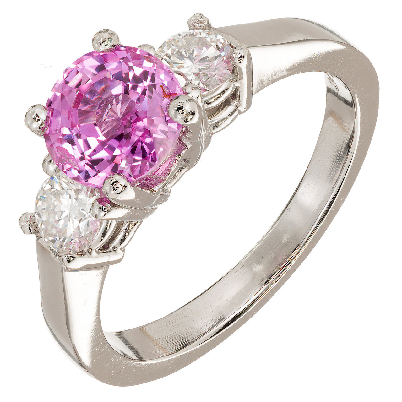 Vintage Hot Pink Genuine Sapphire 1.79ct Engagement Ring Platinum ...