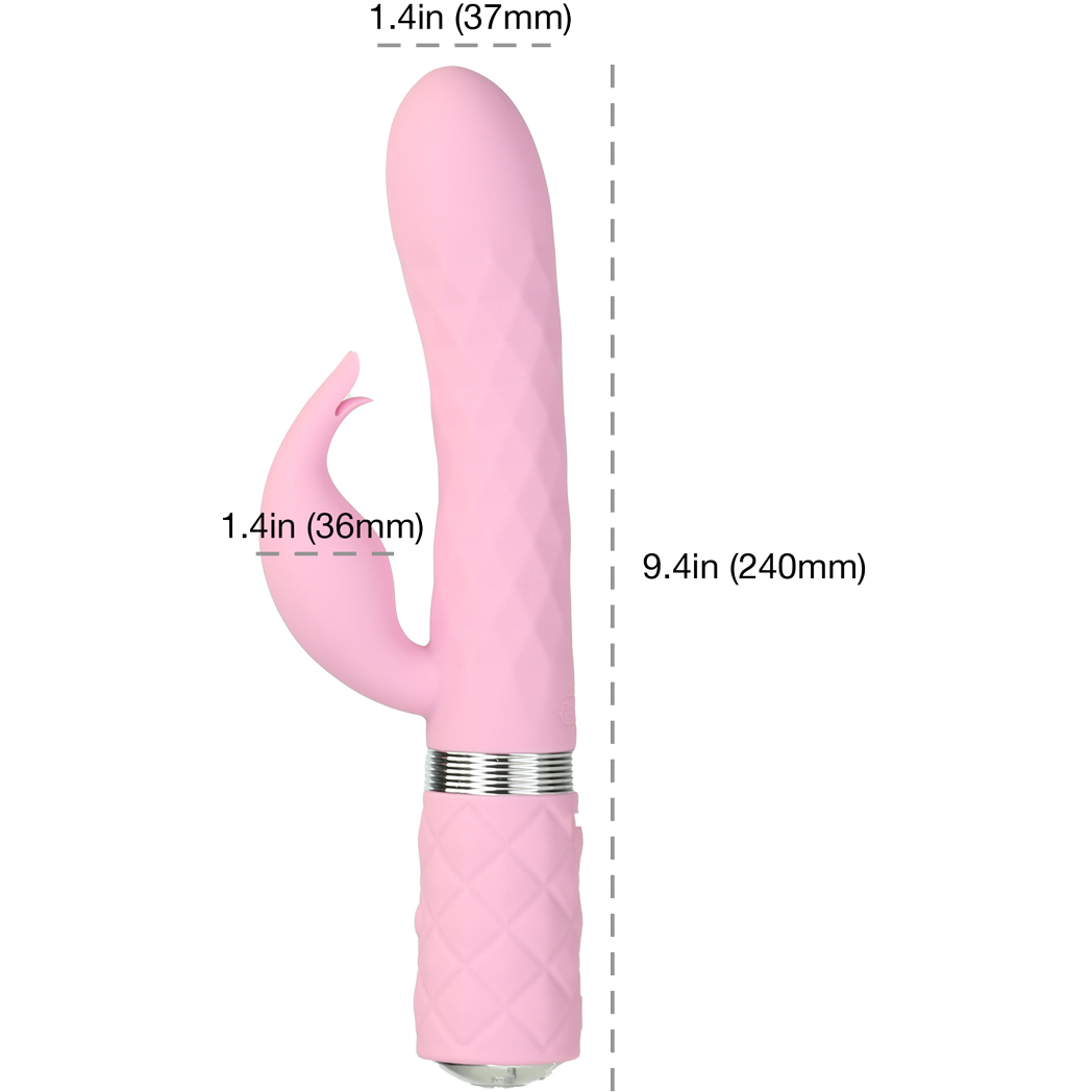 Pillow Talk Lively Silicone Waterproof Rechargeable Rotating Dual Stimulation Vibrator - Measurements