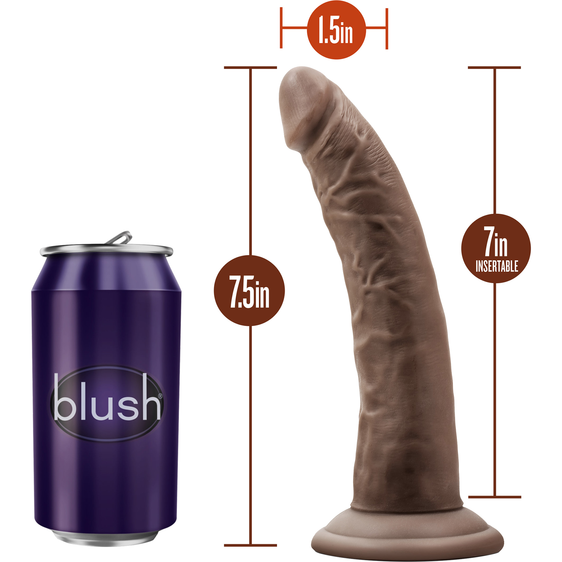 Dr. Skin 7 Inch Basic Realistic Dildo With Suction Cup by Blush - Measurements