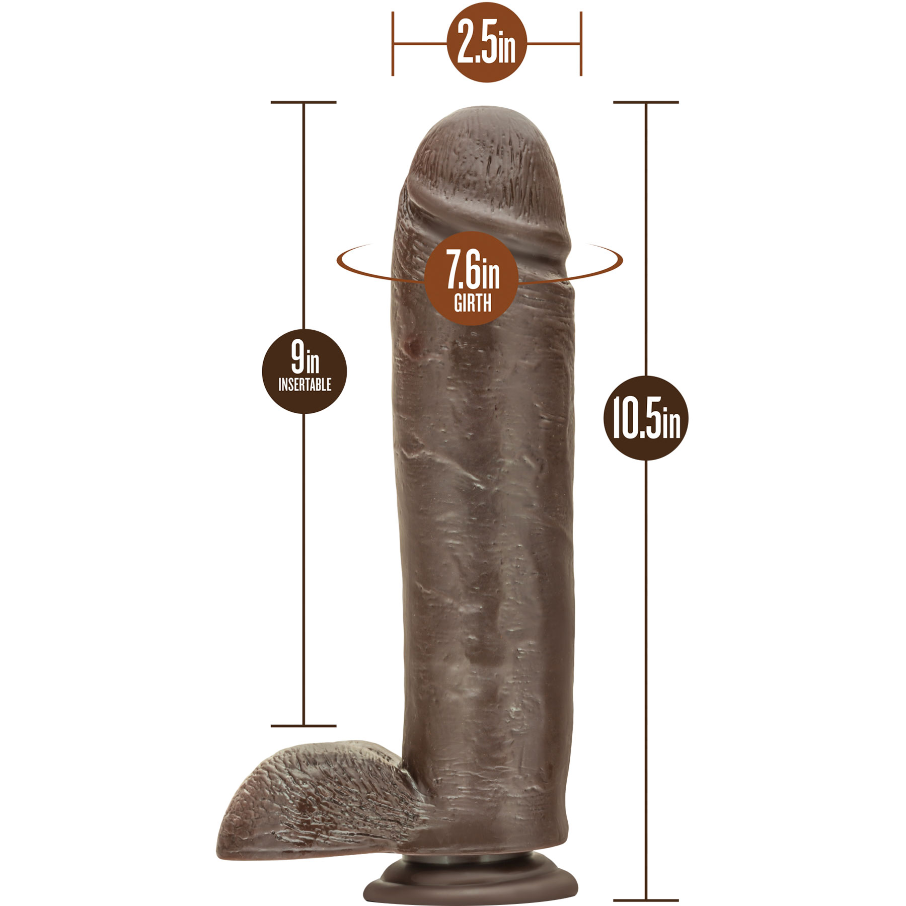 Dr. Skin Mr Mister Realistic Dildo With Balls & Suction Cup - Measurements