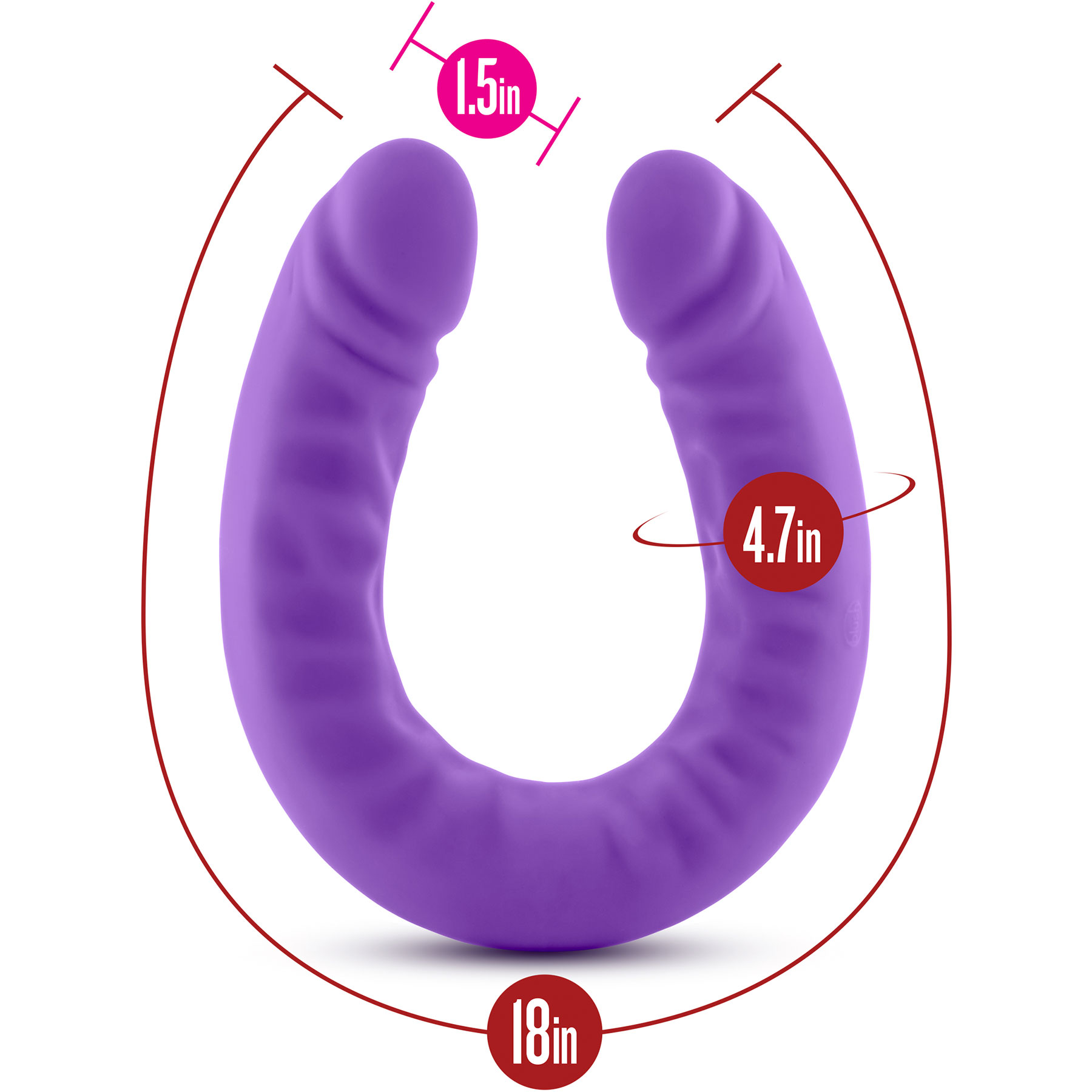 Ruse 18 inch Silicone Slim Double Dong - Measurements