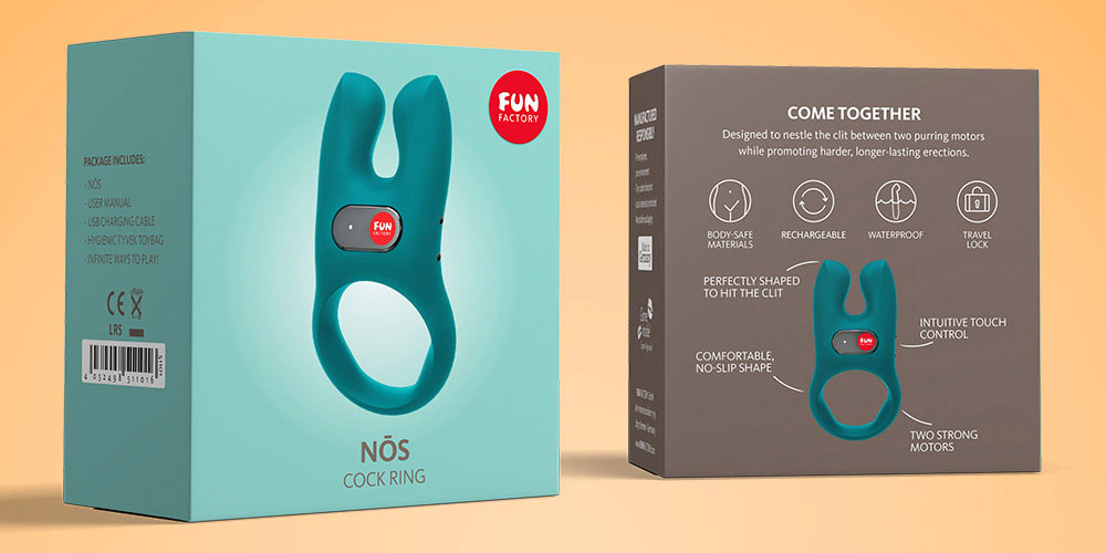 Fun Factory NŌS Rechargeable Waterproof Vibrating Silicone Cock Ring - Packaging