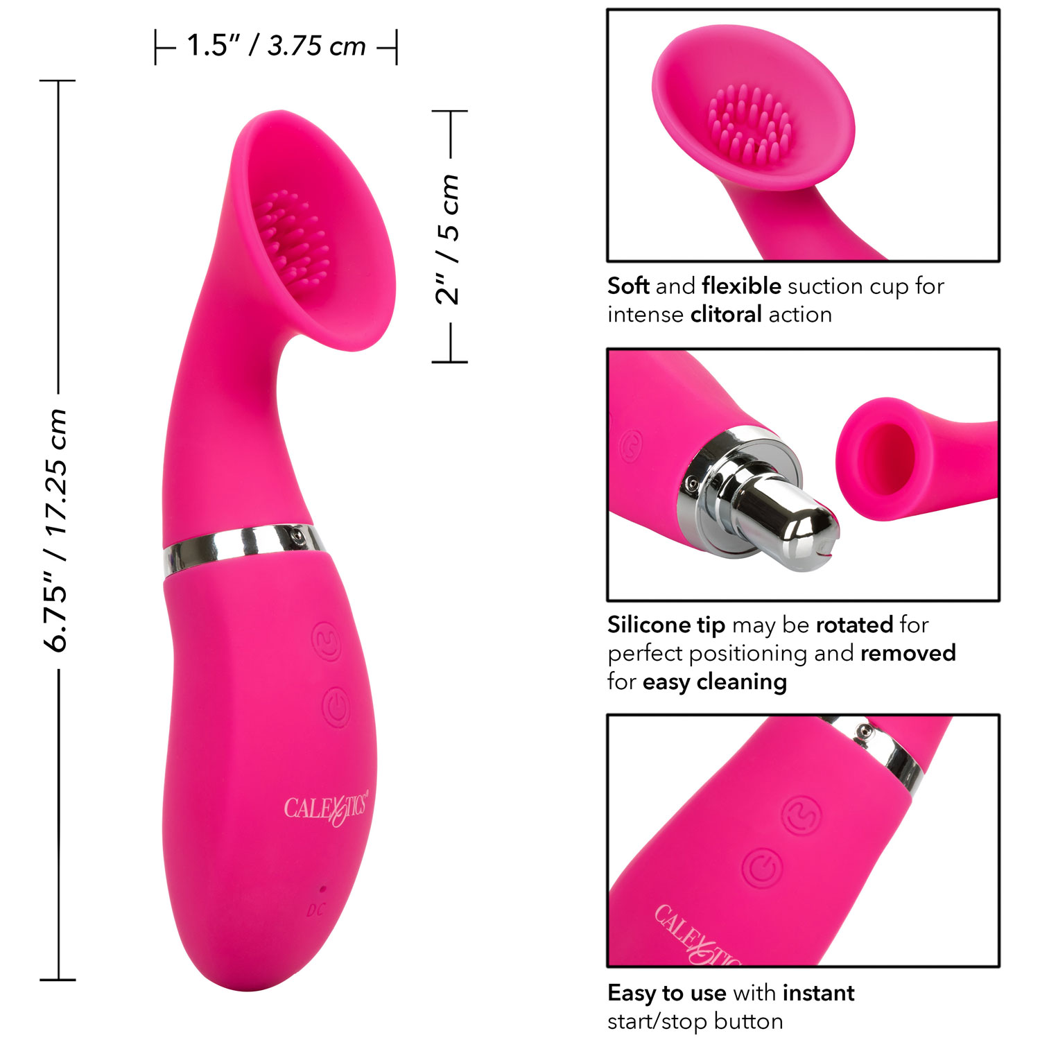 Intimate Pump Rechargeable Silicone Climaxer Pump - Measurements