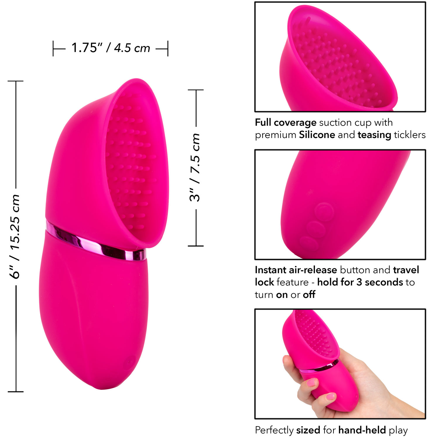 Intimate Pump Rechargeable Silicone Full Coverage Pump - Measurements