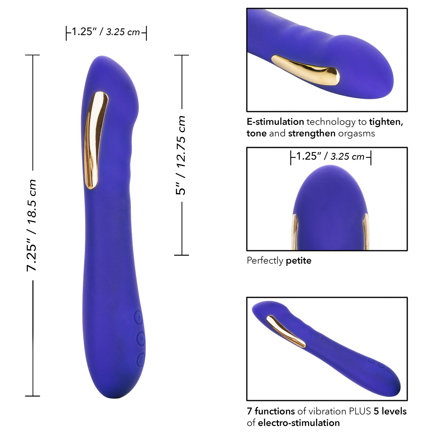 Impulse Intimate E-Stimulator Petite Wand Vibrator by CalExotics - Measurements