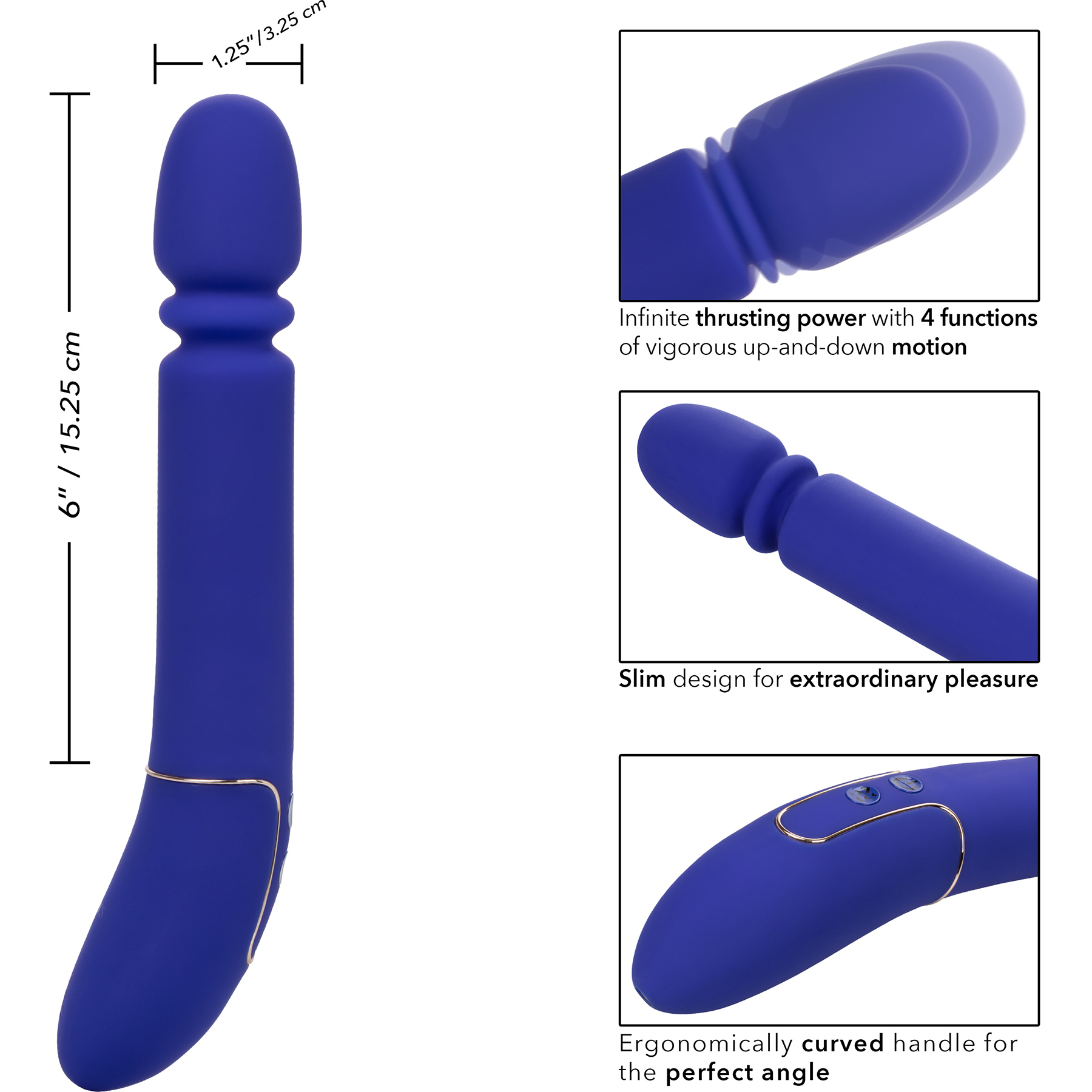 Shameless Slim Thumper Powerful Silicone Waterproof Rechargeable Thruster - Measurements