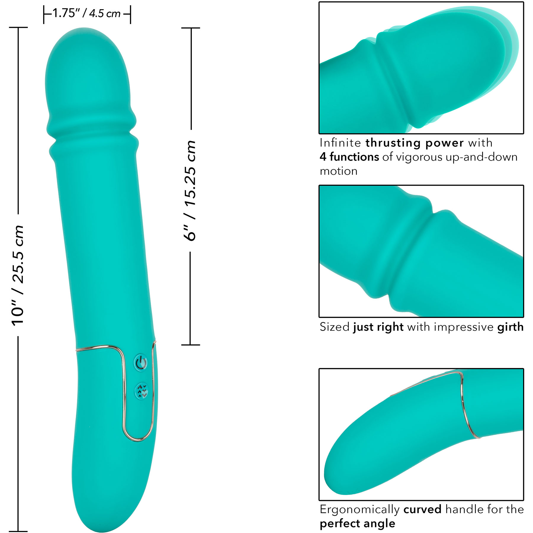 Shameless Flirt Powerful Silicone Waterproof Rechargeable Thruster - Measurements