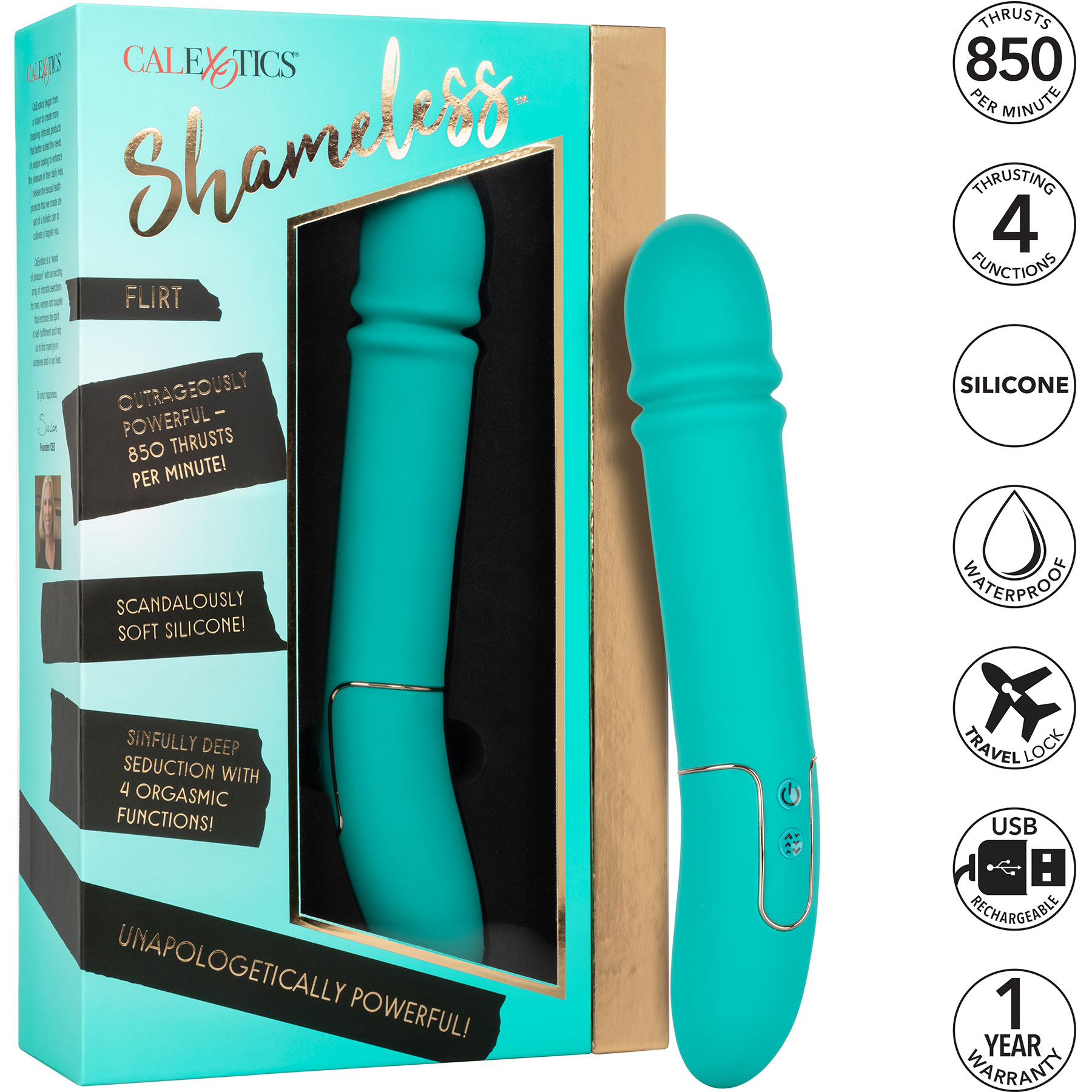 Shameless Flirt Powerful Silicone Waterproof Rechargeable Thruster - Features