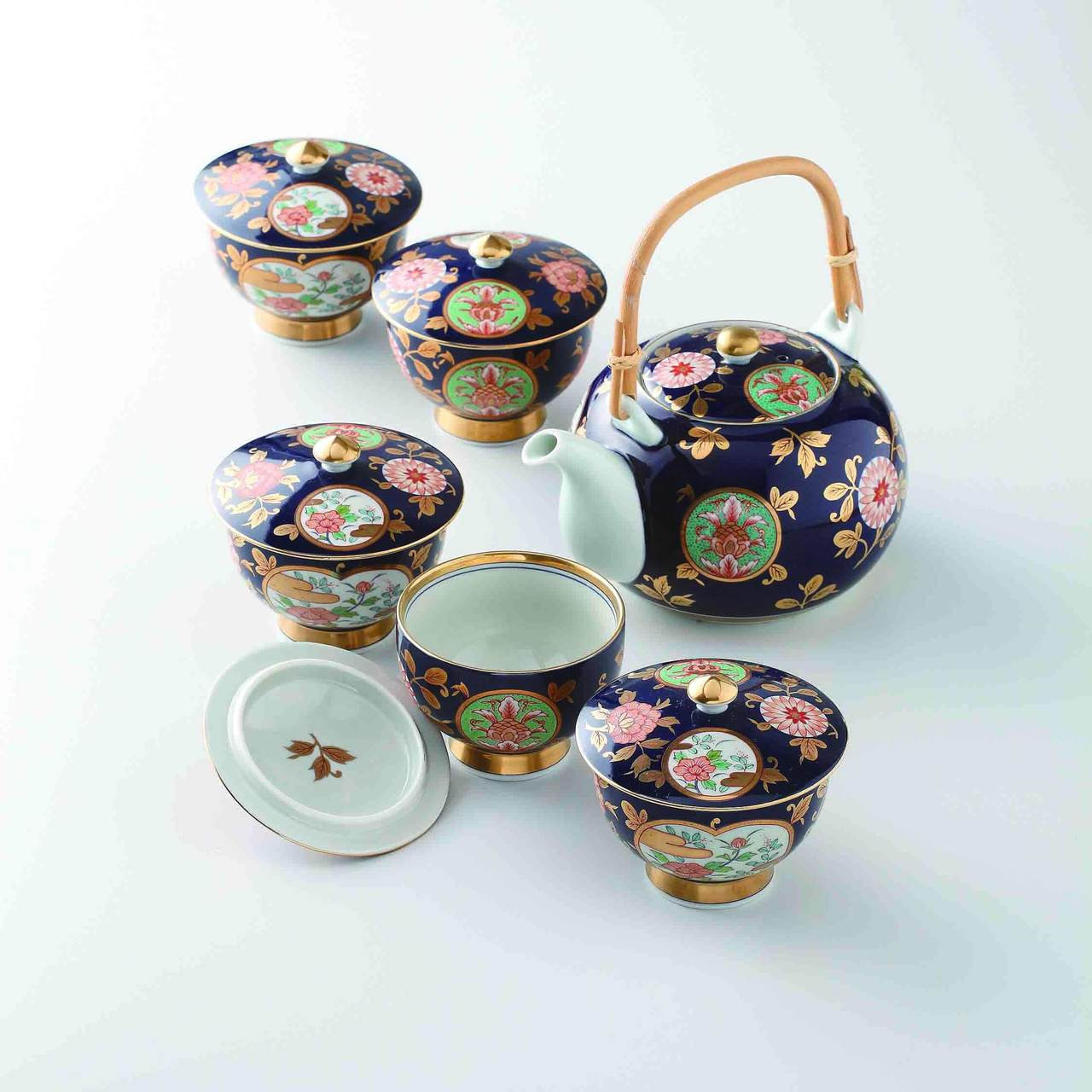 [Premium] Imari Porcelain Old Imari design Kyusu Tea pot & 5 tea