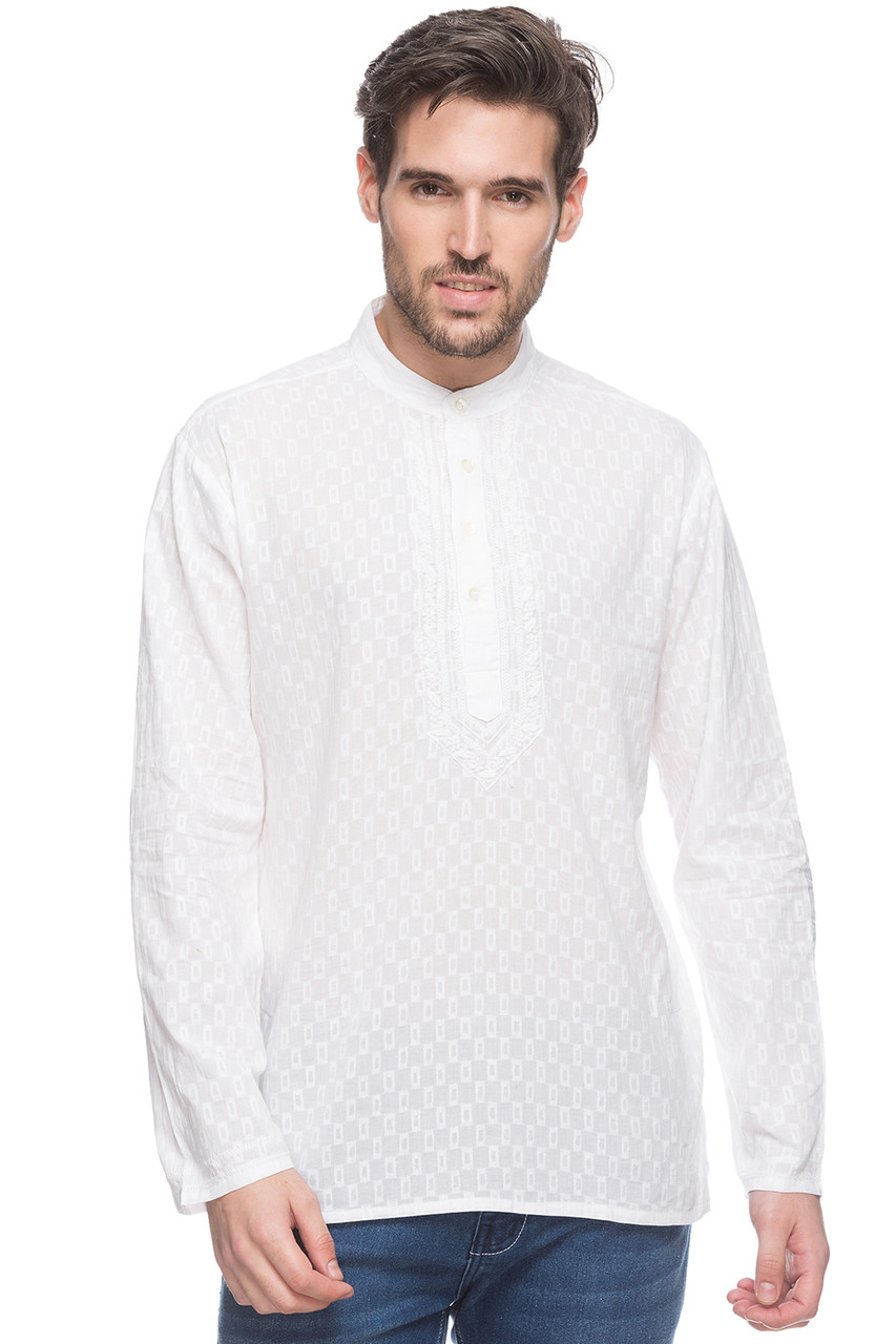 Short kurta tunic with embroidery | Men | Indian Clothing | In-Sattva