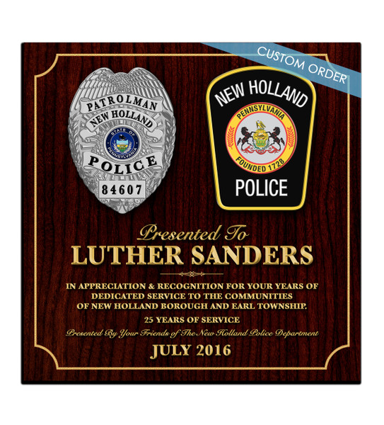 Recognition Plaques Police Appreciation Or Retirement Award 