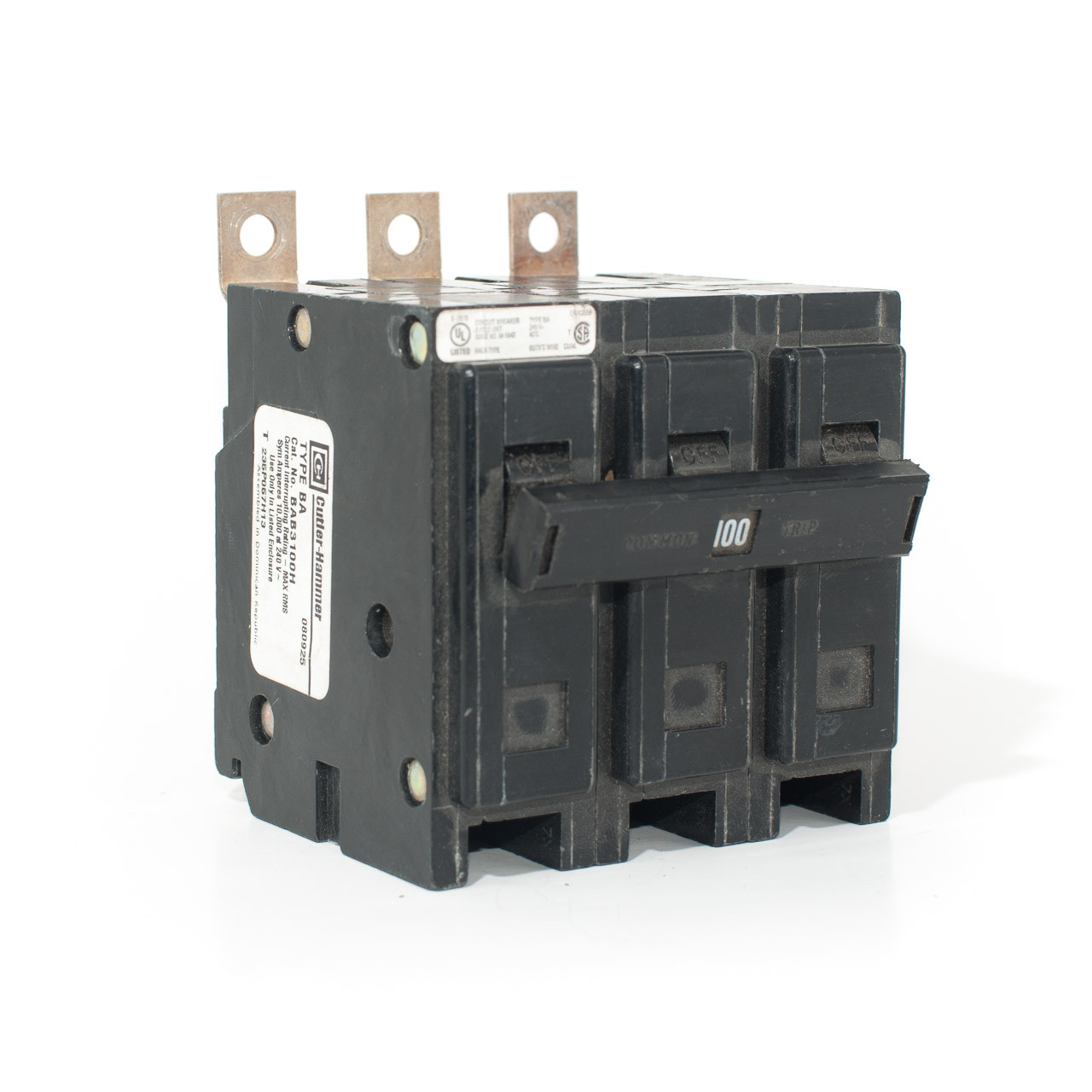 Eaton CutlerHammer 100A Three Pole 'BA' BoltOn Breaker TremTech