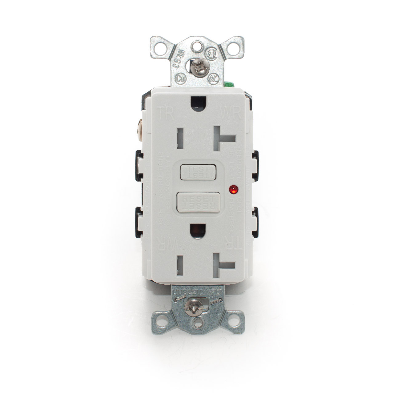 20A Tamper & Weather Resistant GFCI Receptacle, White TremTech