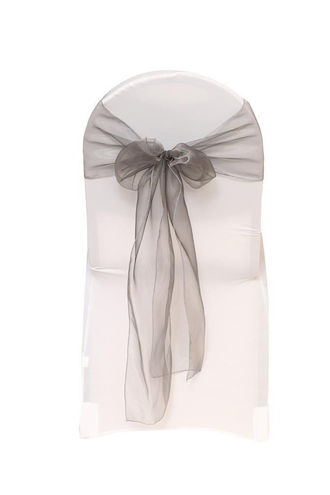 Dark Silver Organza Chair Sashes for Weddings