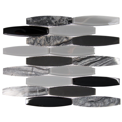 Radiant Black Mix Mosaic Glass Tile