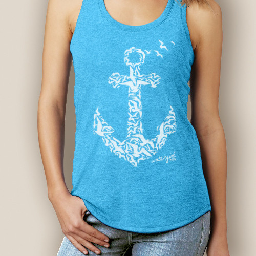 Boating Tank Top| WaterGirl Seagulls Anchor Tri-Blend Racerback