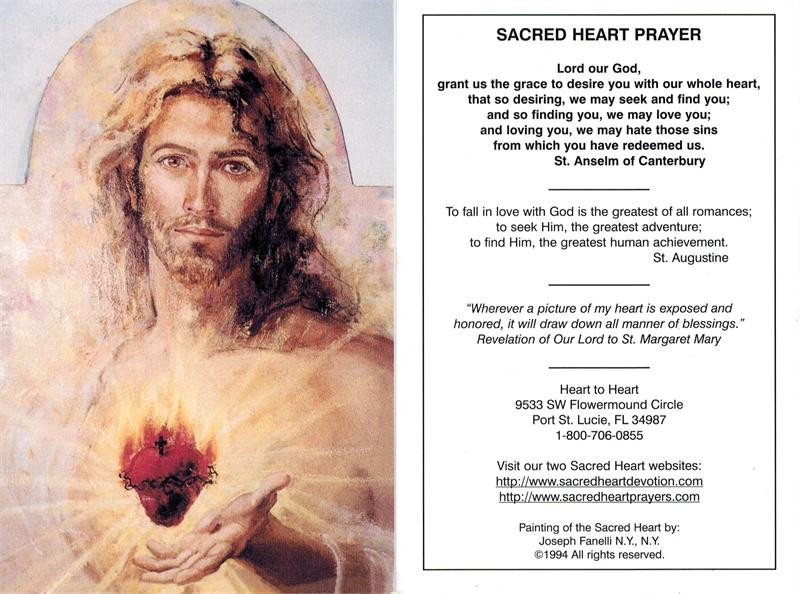 Sacred Heart of Jesus Prayer Card Modern Image