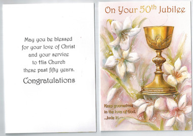 Fiftieth jubilee greeting card for priest deacon nun or 