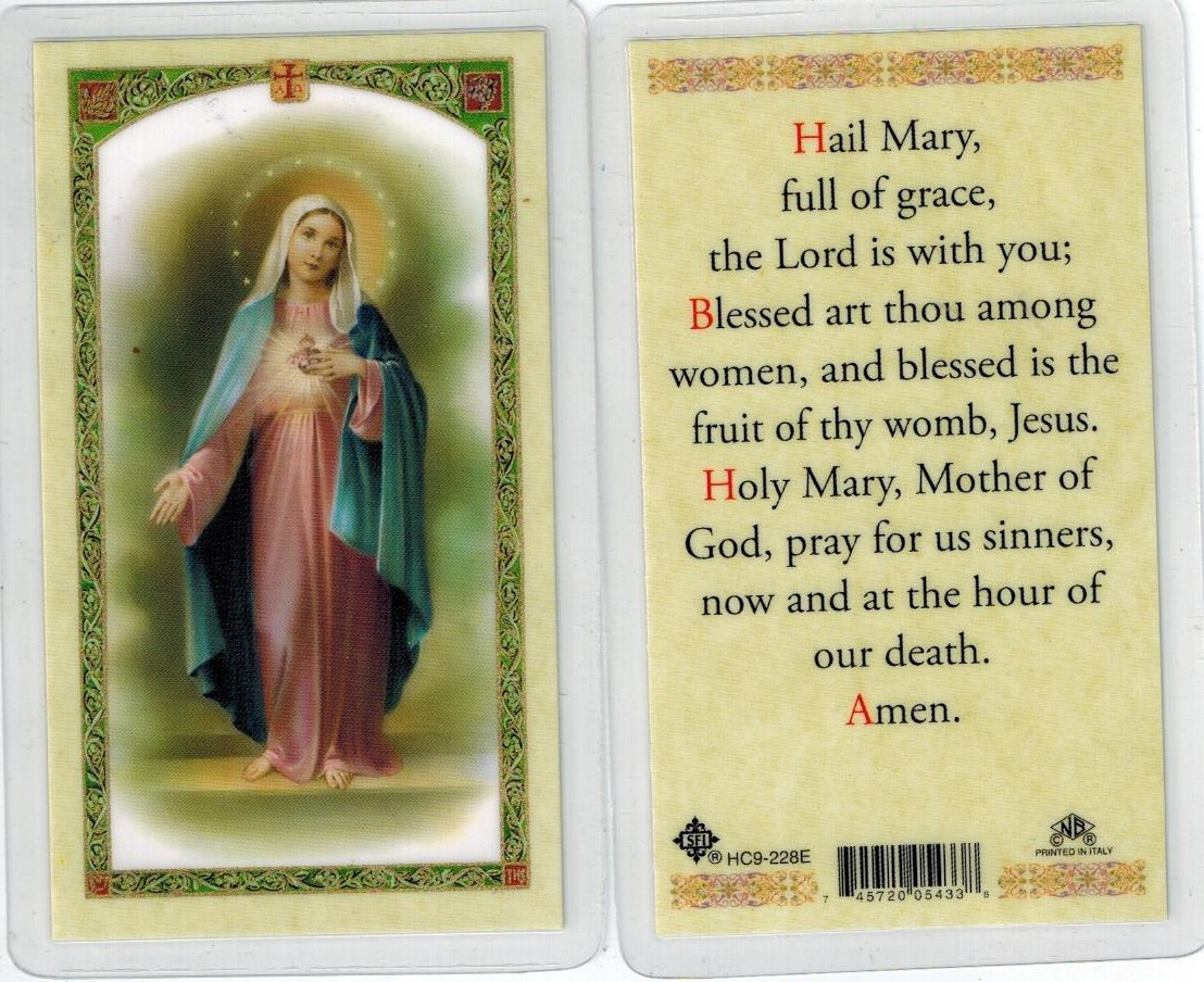 Hail Mary, Laminated prayer card