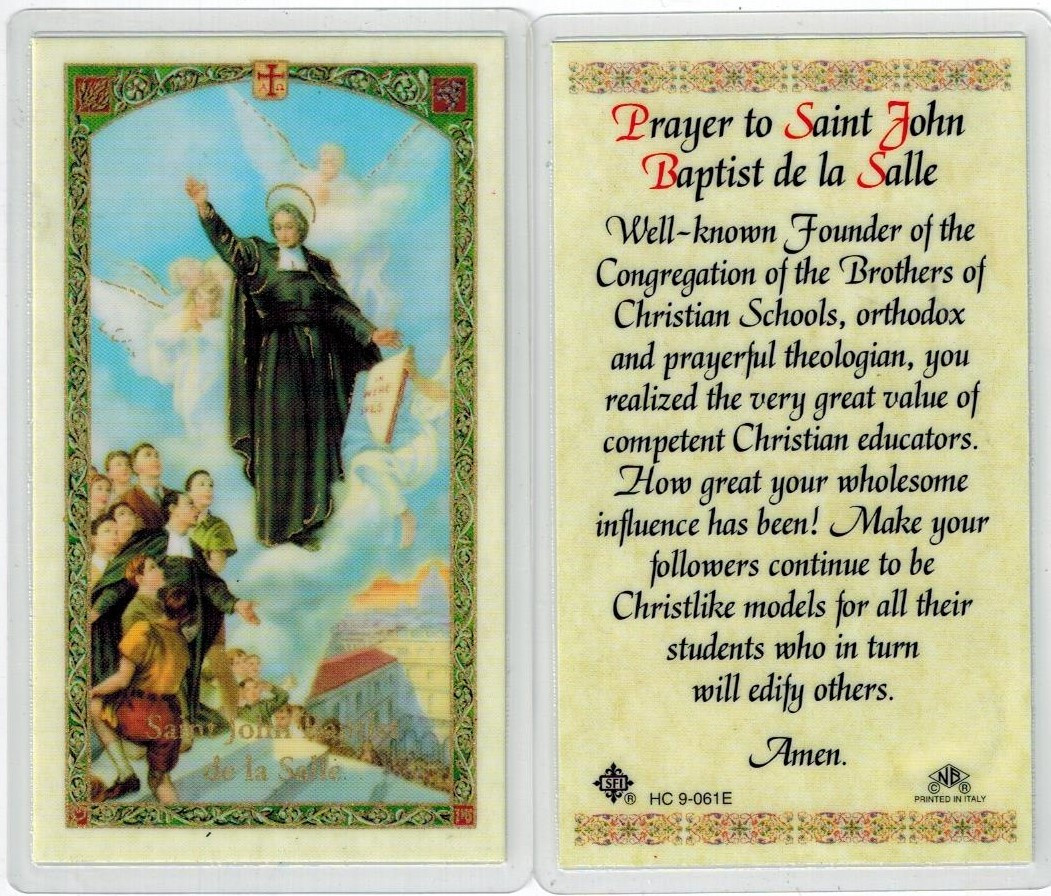 Prayer To Saint John Baptist De La Salle Laminated Prayer Card