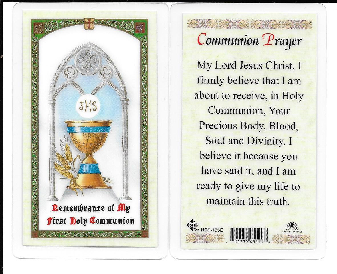 Laminated Chalice Prayer Card for Boys and Girls. In celebration of ...