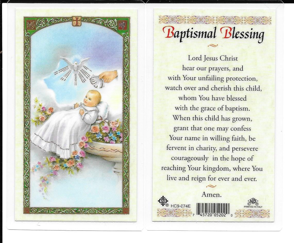 Laminated Prayer Card Baptismal Blessing.